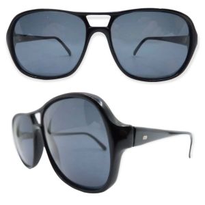 1970’s Unisex Black Acetate Aviator Sunglasses - Fashionconservatory.com