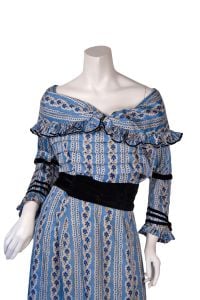 Edwardian Blue Silk Floral Two Piece Dress - Fashionconservatory.com