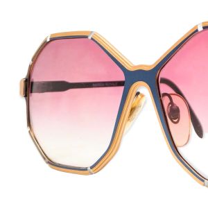 1980’s Ultra Harem Sunglasses, Blue & Gold, Made in Germany - Fashionconservatory.com