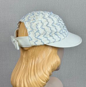 Vintage 50s Ermee Cruiser Blue and White Baseball Style Sunhat, Hat - Fashionconservatory.com