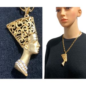 Egyptian Figural Pendant on Gold Monet Figaro Chain 