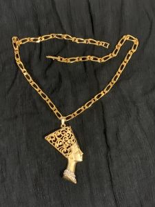 Egyptian Figural Pendant on Gold Monet Figaro Chain  - Fashionconservatory.com