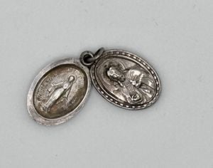 Vintage Guilloche Enamel and Sterling Rose Pendant with Mother Mary Prayer - Fashionconservatory.com