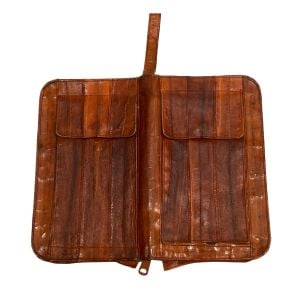 80s Rust Tone Eel Skin Organizer Bag Wallet Wristlet  - Fashionconservatory.com