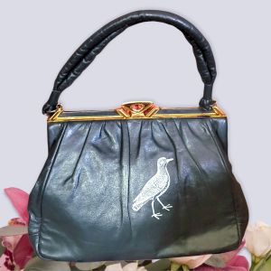 1960s Mod era Designer Embossed Leather Hand Bag Purse