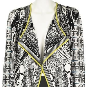 ETRO Black & White Paisley Silk Blend Knit Open Cardigan SIZE IT42 US 6-8 Medium - Fashionconservatory.com