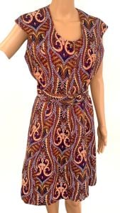 60s Dress Paisley Tapestry Knee Length Career School Casual M L