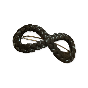 1970’s Braided XL infinity Shaped French Barrette, Black, Deadstock  - Fashionconservatory.com