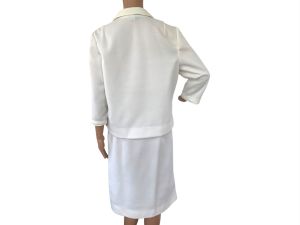Off White Butte Knit Polyester Skirt Suit M  - Fashionconservatory.com