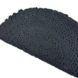 Vintage 50s Black Fan Shaped Crochet Clutch Bag - Fashionconservatory.com