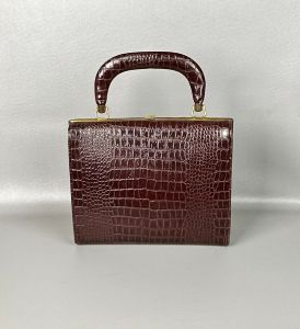 Vintage 50s Faux Lizard Box Handbag by Dover Handbags - Fashionconservatory.com