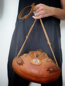 1940s Genuine Armadillo Handbag, Vintage Statement Purse - Fashionconservatory.com