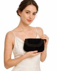 Black and Gold Beaded Evening Pouch, 1930s–1940s - Fashionconservatory.com