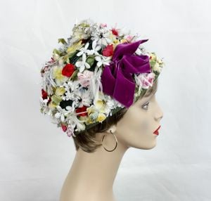 Vintage 60s Floral Cloche Hat by Rosamonde