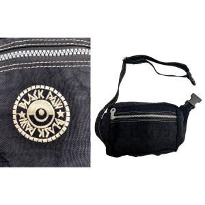 80s Nylon Fanny Pack Bag | Black w Chunky Zippers  - Fashionconservatory.com