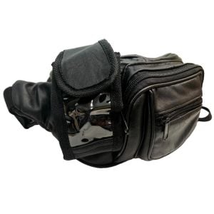 Vintage 90s Soft Black Leather Fanny Pack Belt Bag 