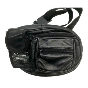 90s Soft Black Leather Fanny Pack Belt Bag  - Fashionconservatory.com
