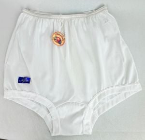 Vintage 50s White Nylon Panties, Deadstock by Fruit of the Loom, Loose Leg, Sz 7