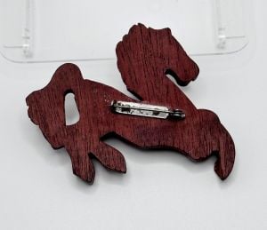 Vintage 1940s Large Carved Wooden Horse Brooch / Pin, Western Jewelry - Fashionconservatory.com