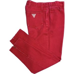 90s Guess Red High Waist Ankle Zip Cigarette Jeans