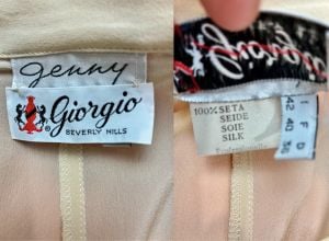 80s Giorgio Beverly Hills Silk Blouse Ivory Strong Shoulder Top - Fashionconservatory.com