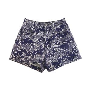 80s 90s Blue & White Floral High Waist Shorts | W 27'' - Fashionconservatory.com