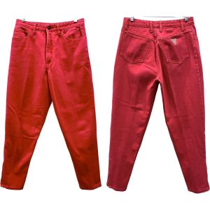 90s Guess Red High Waist Ankle Zip Cigarette Jeans - Fashionconservatory.com