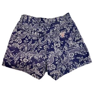 80s 90s Blue & White Floral High Waist Shorts | W 27''