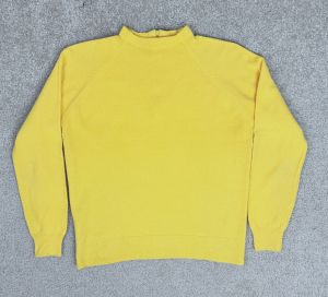 Vintage 60s Mustard Funnel Neck Wool Long Sleeve Sweater by Garland, Sz S