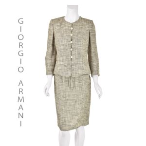 GIORGIO ARMANI COLLEZIONI Vintage Linen Blend Suit, Looks Like Raw Silk, US 2-4