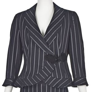 GIORGIO ARMANI BLACK LABEL Black Pinstriped Pant Suit w/Low Rise Pants SZ10 - Fashionconservatory.com