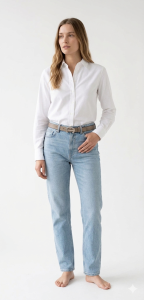 80s 90s Taupe Leather Belt with Sculptural Silver Logo Buckle