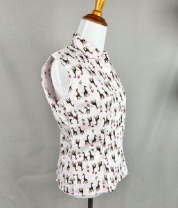 Vintage 60s Animal Print Sleeveless Button Front Shirt, Blouse by Korday - Fashionconservatory.com