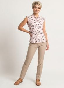 Vintage 60s Animal Print Sleeveless Button Front Shirt, Blouse by Korday - Fashionconservatory.com