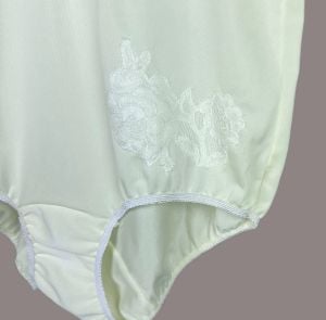Vintage Pale Yellow Nylon Panties with Lace Applique, Gossard Artemis Sz 4, Deadstock - Fashionconservatory.com