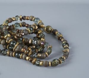 Vtg Earthtone Beaded Double Loop Belt - Fashionconservatory.com