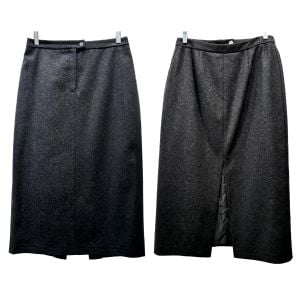 90s Charcoal Wool Ankle Length Pencil Skirt 10P Lined Minimalist Maxi - Fashionconservatory.com