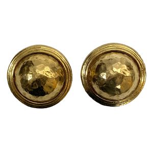80s Large Gold Hammered Domed Circle Shoe Clips - Fashionconservatory.com