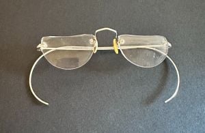 Vintage Half Moon Rimless Antique Eyeglasses