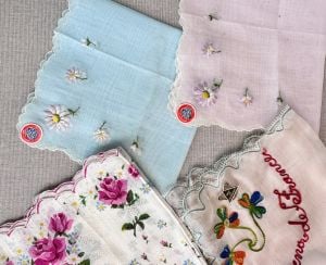 Four Vintage Deadstock Handkerchiefs, Hankies, Burmel, Switzerland, France - Fashionconservatory.com