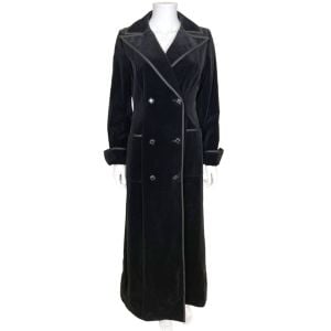 Vintage 1970s Black Velvet Maxi Coat Holt Renfrew 1300 Collection Ladies Size S M
