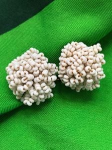 1940s White Bead Cluster Earrings Screw Back
