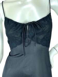 1960s black peignoir negligee in nylon and lace by Shadowline - Fashionconservatory.com