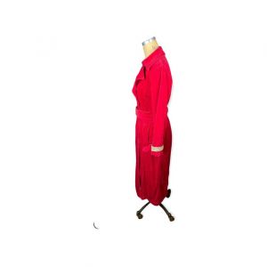 1990s red corduroy trench coat by Newport News  - Fashionconservatory.com
