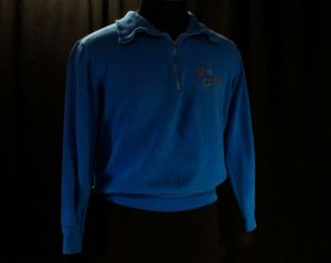Men's XS 1980s Levi's Sweater - Long Sleeve 1980 USA Olympics Mens Blue Sweatshirt - Retro Levis  - Fashionconservatory.com