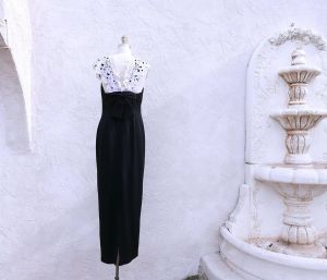 Black Evening Gown, Size M, Sweetheart Neckline, Jessica McClintock Dress - Fashionconservatory.com