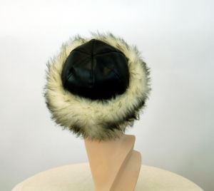 1960s winter hat fur hat black vinyl and faux fur Betmar hat - Fashionconservatory.com
