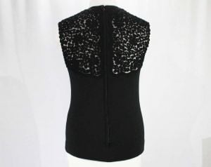 Small 60s Black Knit Top - Dressy Casual Glamour - 1960s Audrey Chic Sleeveless Wool Blouse - Fashionconservatory.com