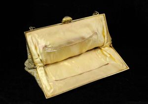 1950s Gold & Silver Purse - 50s Metallic Formal Handbag - Posh Glamour Girl Evening Bag - Beaded - Fashionconservatory.com