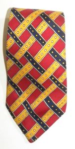 70s MOD SILK Tie | 4'' WIDE Vintage Cantini Made Italy |  Bold Red Gold Blue - Fashionconservatory.com